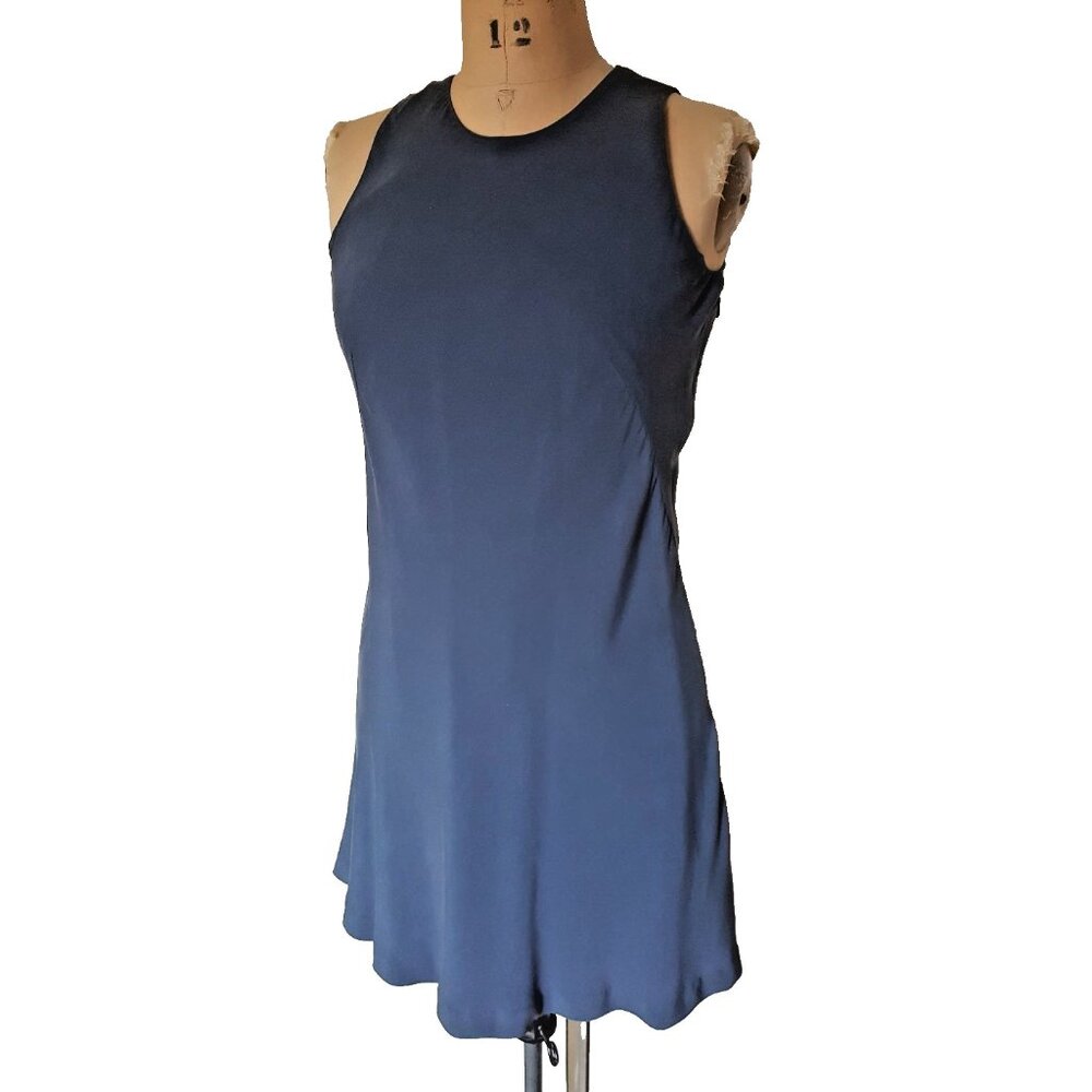 Laura Ashley gray blue A line shift sheath mini dress 6